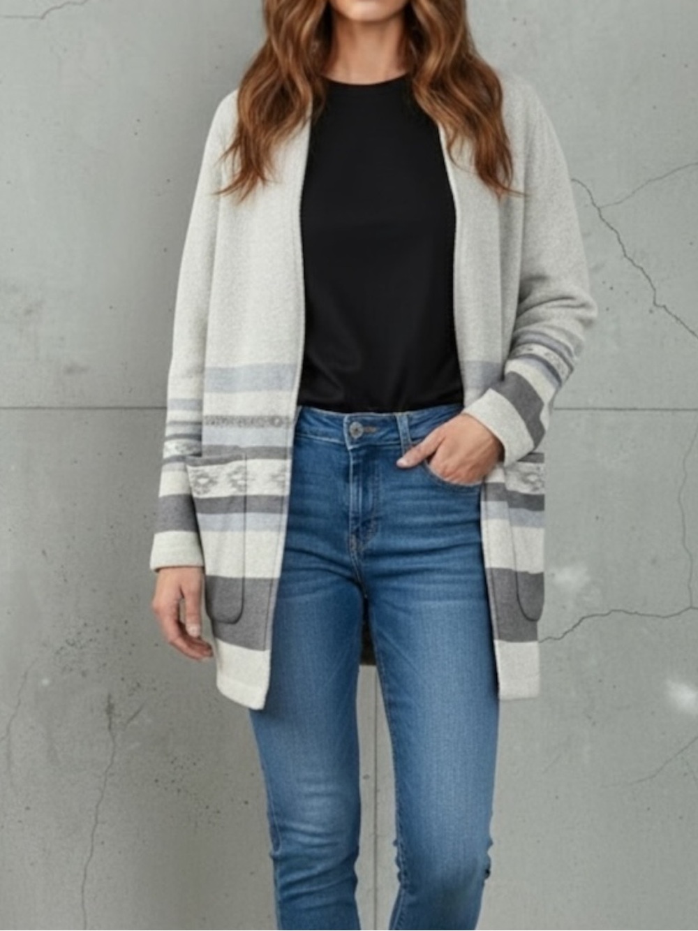 FAHERTY Women's Southwestern Inspired Open Cardigan (XS)
